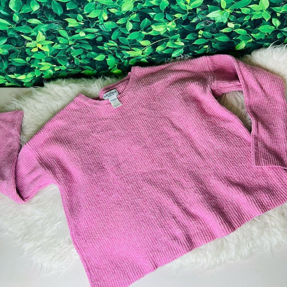 Cute / Trendy long sleeve cozy warm , casual pink rose sweater L. Arizon…